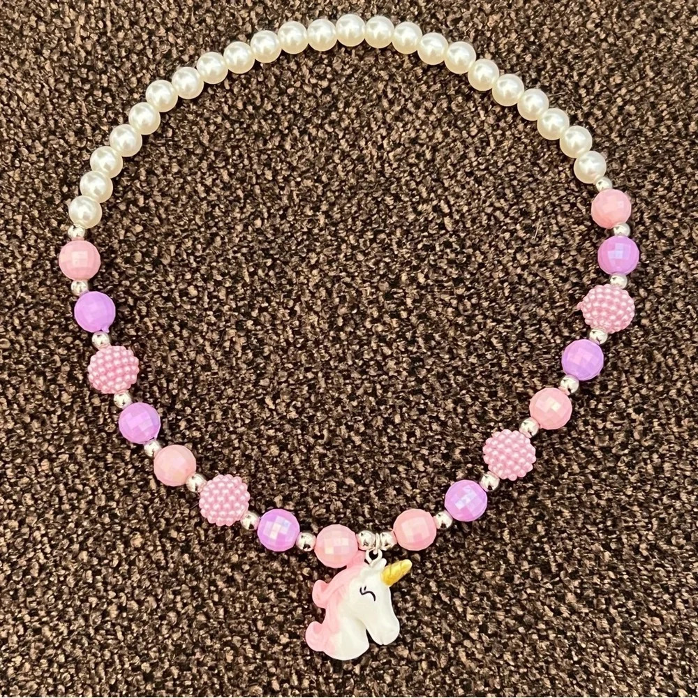 Unicorn Charm Beaded Necklace for Little Girls Children Jewelry Kids Gift - Picture 2 of 5